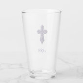 Gotisches Kreuz in Lila Form mit Monogramm Glas (Rückseite)