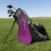 Gotisches Kreuz in Lila Form mit Monogramm Golfhandtuch (Gras)