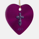 Gotisches Kreuz in Lila Form mit Monogramm Keramik Ornament (Rechts)