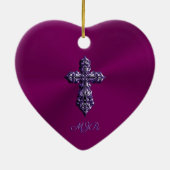 Gotisches Kreuz in Lila Form mit Monogramm Keramik Ornament (Hinten)