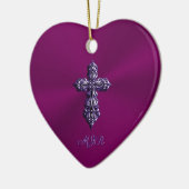 Gotisches Kreuz in Lila Form mit Monogramm Keramik Ornament (Links)