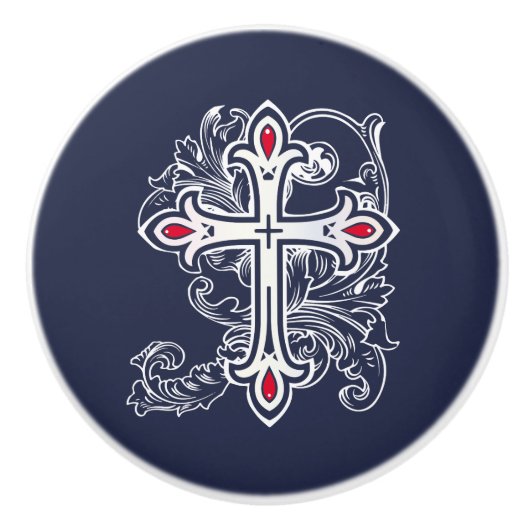 Gotisches Kreuz Keramikknauf (Vorderseite)