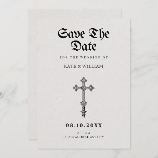 Gotisches Kreuz Save The Date (Vorne/Hinten)