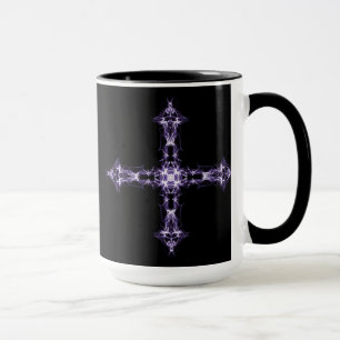 Gotisches lila Fraktal-Kreuz Tasse