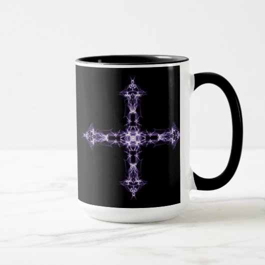 Gotisches lila Fraktal-Kreuz Tasse (Rechts)