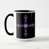 Gotisches lila Fraktal-Kreuz Tasse (Links)