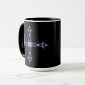 Gotisches lila Fraktal-Kreuz Tasse (Vorderseite Links)