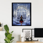 Gotisches Mädchen in einer Kathedrale Poster (Heimbüro)