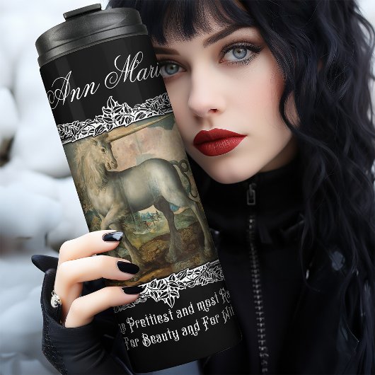 Gotisches Mittelalter Einhorn Personalisierte Klas Thermosbecher