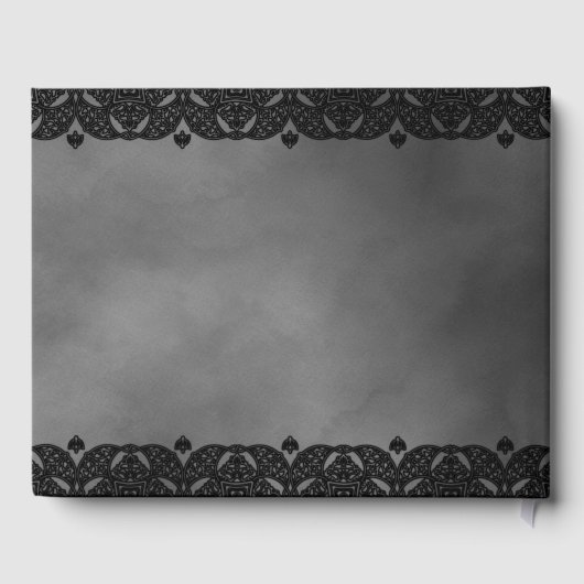 Gotisches Mittelalter Grau Elegantes Verziertes Ho Gästebuch (Rückseite)