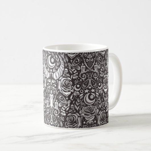 gotisches monochromes Muster Kaffeetasse (VorderseiteRechts)