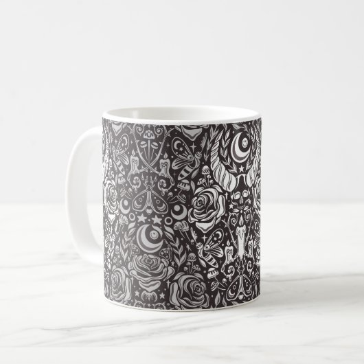 gotisches monochromes Muster Kaffeetasse (Vorderseite Links)