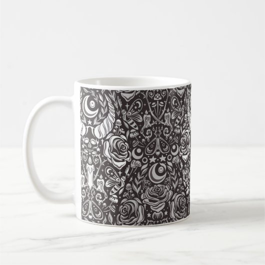 gotisches monochromes Muster Kaffeetasse (Links)