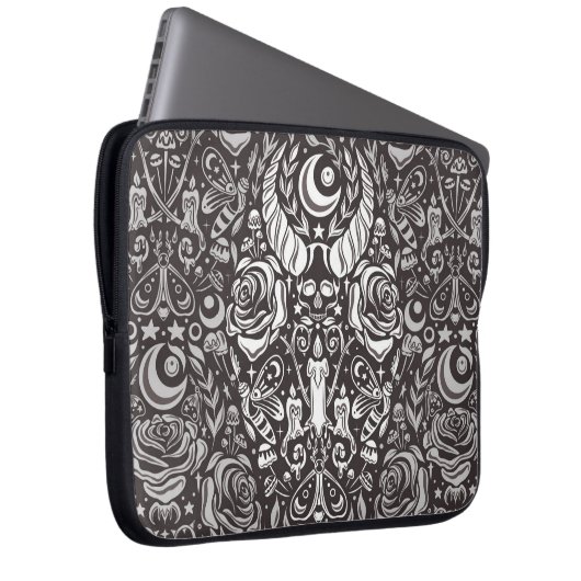 gotisches monochromes Muster Laptopschutzhülle (Vorne Rechts)