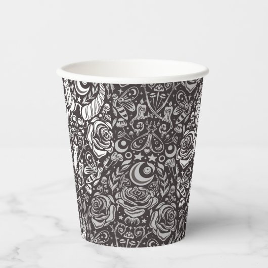 gotisches monochromes Muster Pappbecher (Vorderseite)