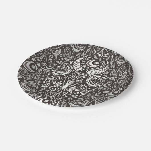 gotisches monochromes Muster Pappteller (Schrägansicht)