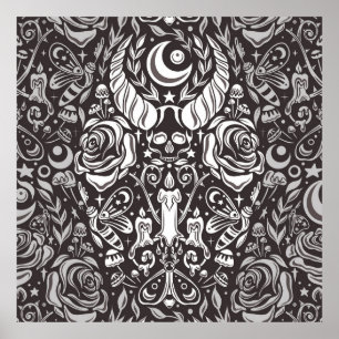 gotisches monochromes Muster Poster