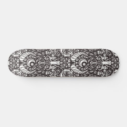 gotisches monochromes Muster Skateboard (Horizontal)