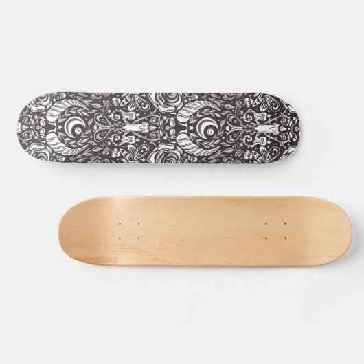 gotisches monochromes Muster Skateboard (Horizontal)