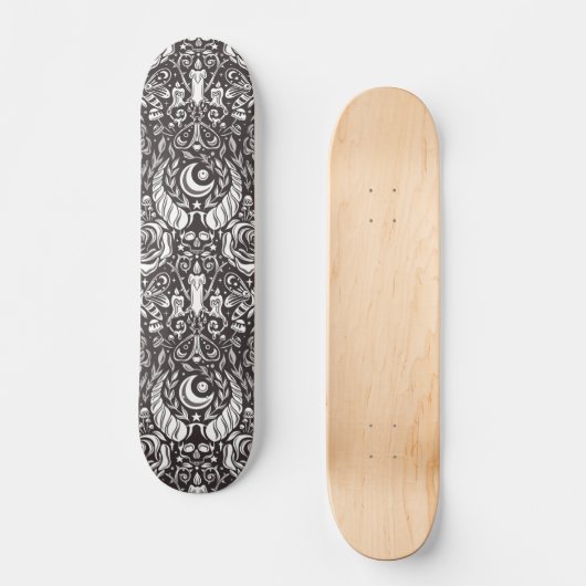 gotisches monochromes Muster Skateboard (Vorderseite)
