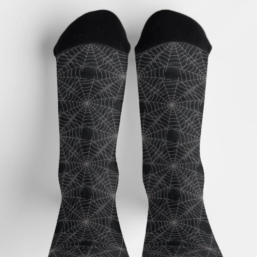 Gotisches Muster aus schwarzem und grauem Spinnenn Socken (Oben)