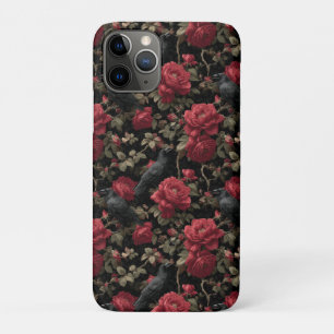 Gotisches Muster mit Rote Rosen und Krähen Case-Mate iPhone Hülle
