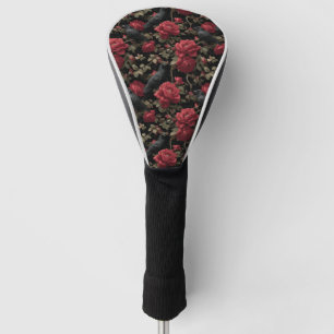 Gotisches Muster mit Rote Rosen und Krähen Golf Headcover