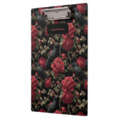 Gotisches Muster mit Rote Rosen und Krähen Klemmbrett (Links)