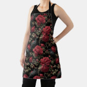Gotisches Muster mit Rote Rosen und Krähen Schürze (InSitu)