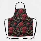 Gotisches Muster mit Rote Rosen und Krähen Schürze (Vorderseite)