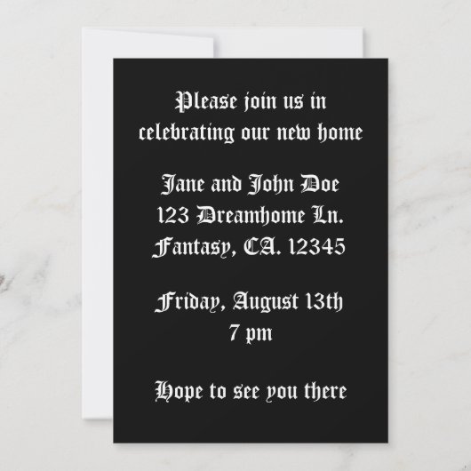 Gotisches Party Einladung (Rückseite)