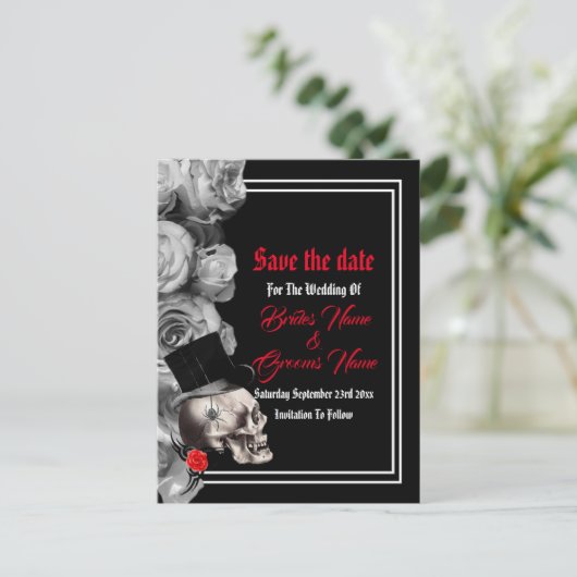 Gotisches, Radfahrer oder Felsen schwarzes wedding Ankündigungspostkarte (Stehend Vorderseite)