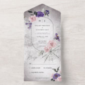 Gotisches Rosa und Lila BlumenHalloween All In One Einladung (Innen Boden)
