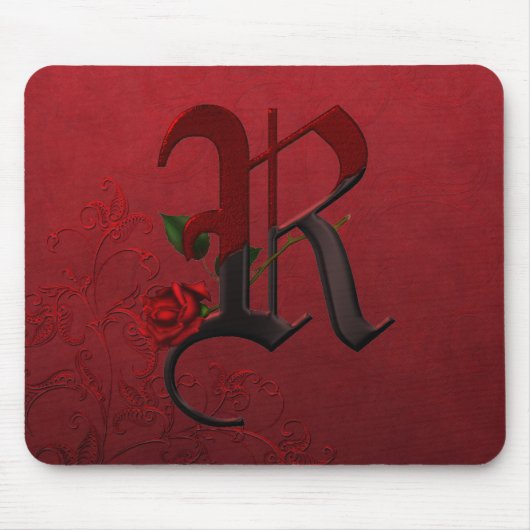 Gotisches Rosen-Monogramm R Mousepad (Vorne)