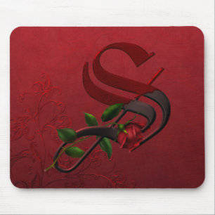 Gotisches Rosen-Monogramm S Mousepad