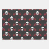 Gotisches Rot-Schwarz-Schädel-Umschlagpapier Geschenkpapier Set (Vorderseite)
