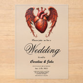 Gotisches Rotes Herz mit Rose - Dunkle Romantik Acryleinladungen (Vorderseite)