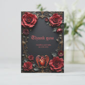 Gotisches Rotes Herz mit Rose - Dunkle Romantik Dankeskarte (Stehend Vorderseite)