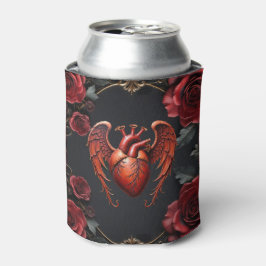 Gotisches Rotes Herz mit Rose - Dunkle Romantik Dosenkühler