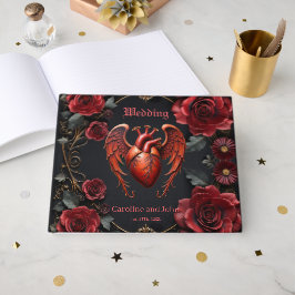 Gotisches Rotes Herz mit Rose - Dunkle Romantik Gästebuch