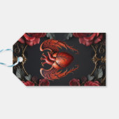 Gotisches Rotes Herz mit Rose - Dunkle Romantik Geschenkanhänger (Rückseite Horizontal)