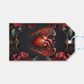 Gotisches Rotes Herz mit Rose - Dunkle Romantik Geschenkanhänger (Vorderseite (Horizontal))