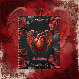 Gotisches Rotes Herz mit Rose - Dunkle Romantik Planer