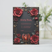 Gotisches Rotes Herz mit Rose - Dunkle Romantik RSVP Karte (Stehend Vorderseite)
