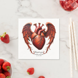 Gotisches Rotes Herz mit Rose - Dunkle Romantik Serviette
