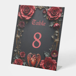 Gotisches Rotes Herz mit Rose - Dunkle Romantik Sockelschild