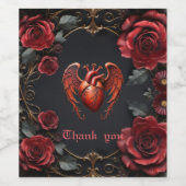 Gotisches Rotes Herz mit Rose - Dunkle Romantik Weinetikett (Einzelnes Label)