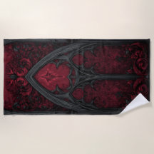 Gotisches rotes Kathedralfenster – dunkle Ornament
