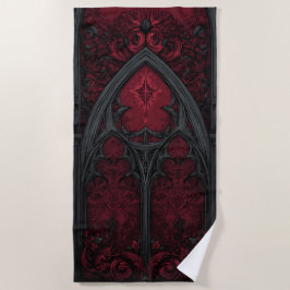 Gotisches rotes Kathedralfenster – dunkle Ornament Strandtuch