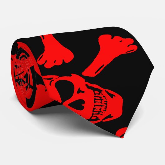 GOTISCHES SCHÄDEL-KNOCHEN-MUSTER KRAWATTE (Gerollt)